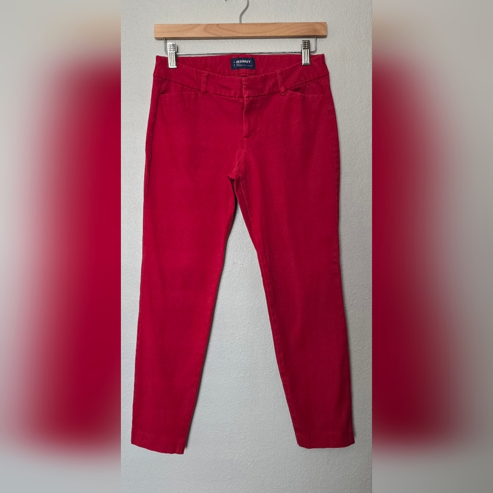Women's Old Navy Red Pixie Mid-Rise Pants Size 6 Regular